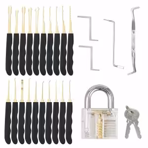 GOSO 24 Piece Lock Pick Set + Transparent Practice Padlock Bundle GOSO 24 Piece Lock Pick Set + Transparent Practice Padlock Bundle